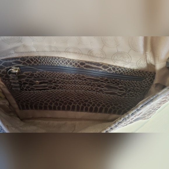 Michael Kors Sloan Angora Snake Emboss Leather Clutch Chain Strap Shoulder Bag - Picture 6 of 8